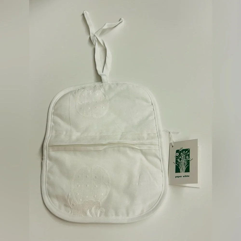 New Paper White Lace Jewelry Case Hand Embroidered 2 Zip Inside Compartment